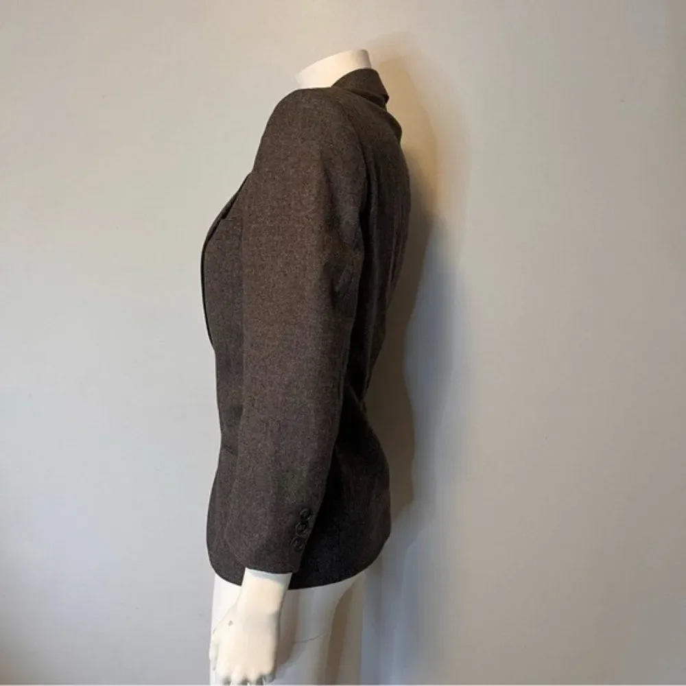 Vintage 100% virgin wool dark brown women blazer size S - Picture 8 of 10